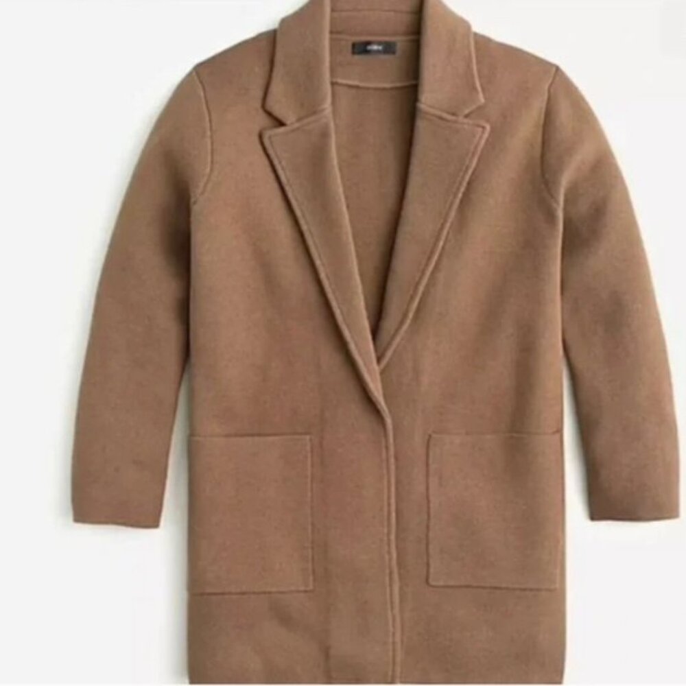 JCrew Sophie Merino Wool Knit Sweater Blazer  XL in Camel/Brown